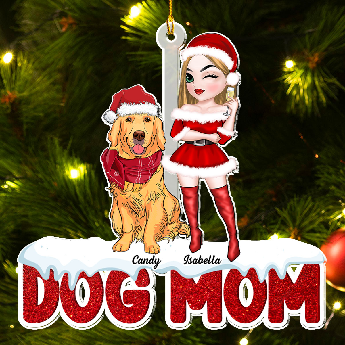 Customizable Dog Mom Christmas Acrylic Ornament - Personalized Keepsake