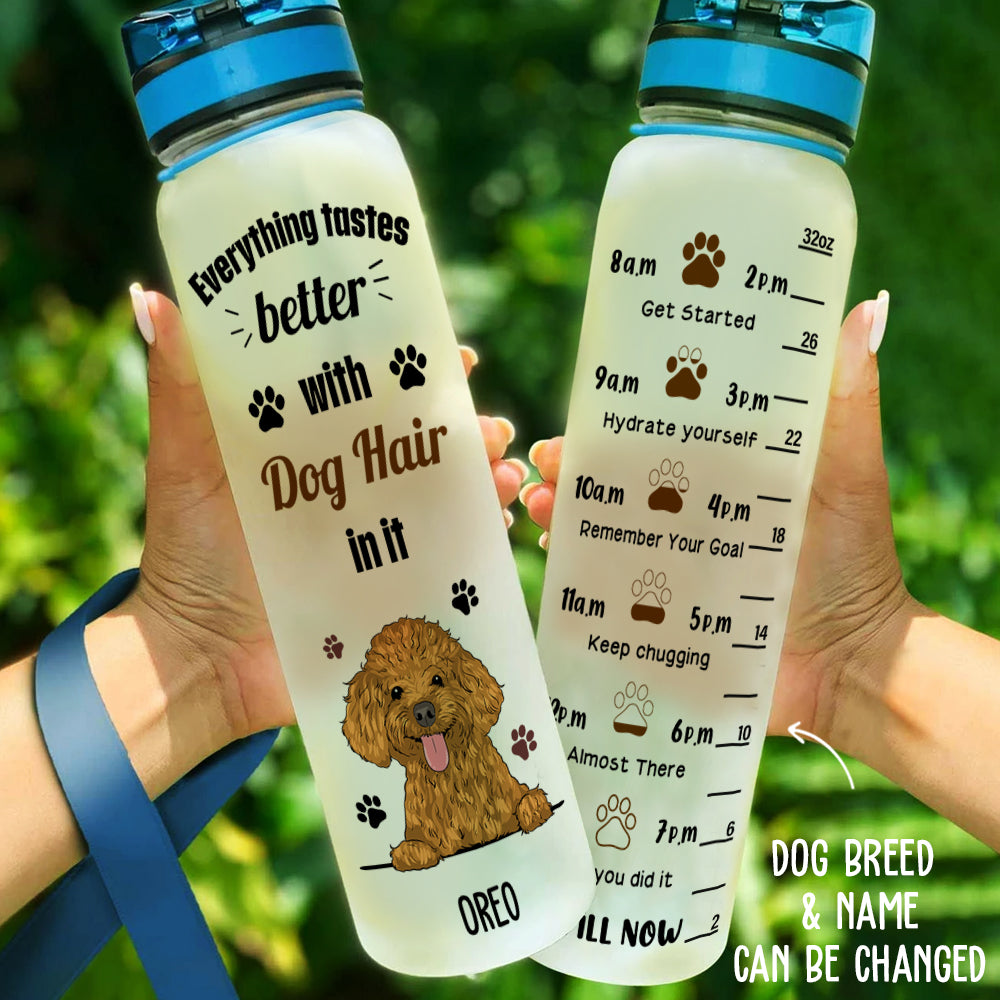 Personalized Dog Hair Custom Time - Marked Water Tracker Bottle