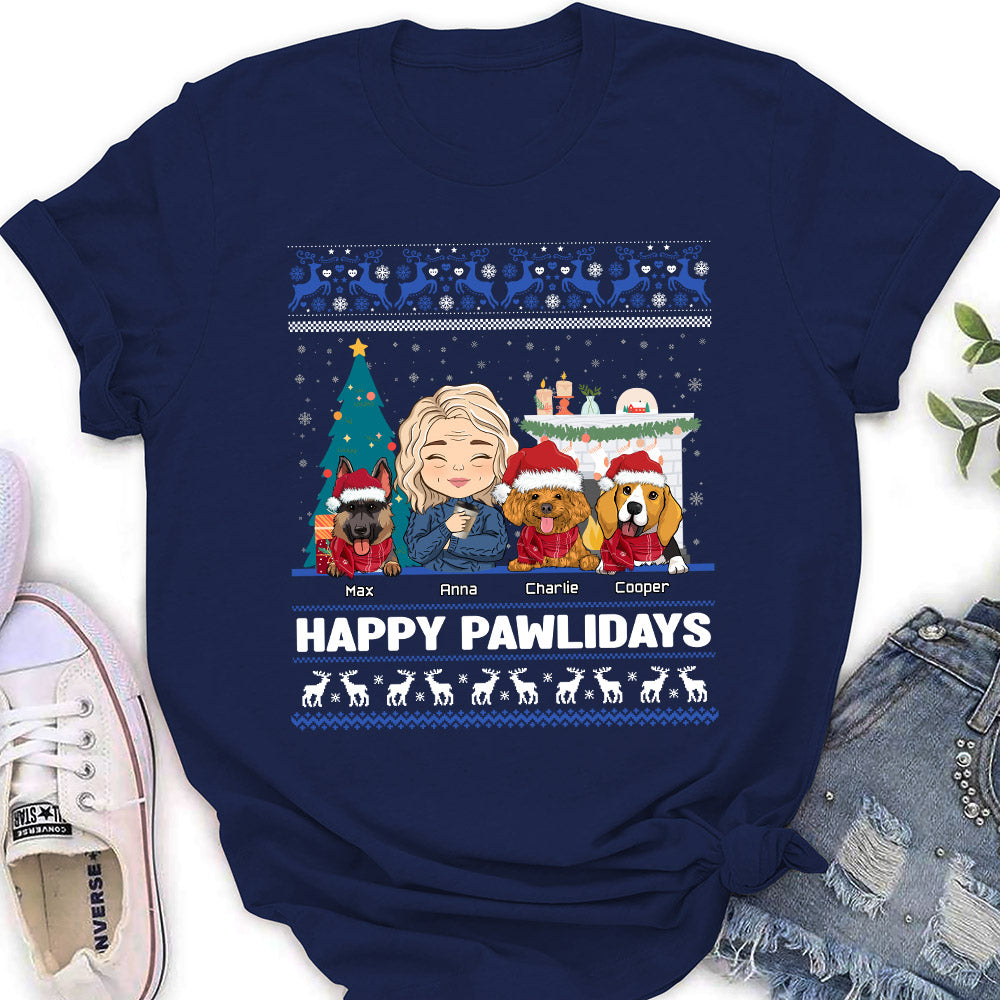Happy Pawlidays - Customizable Personalized Women's Pet Lover T-shirt