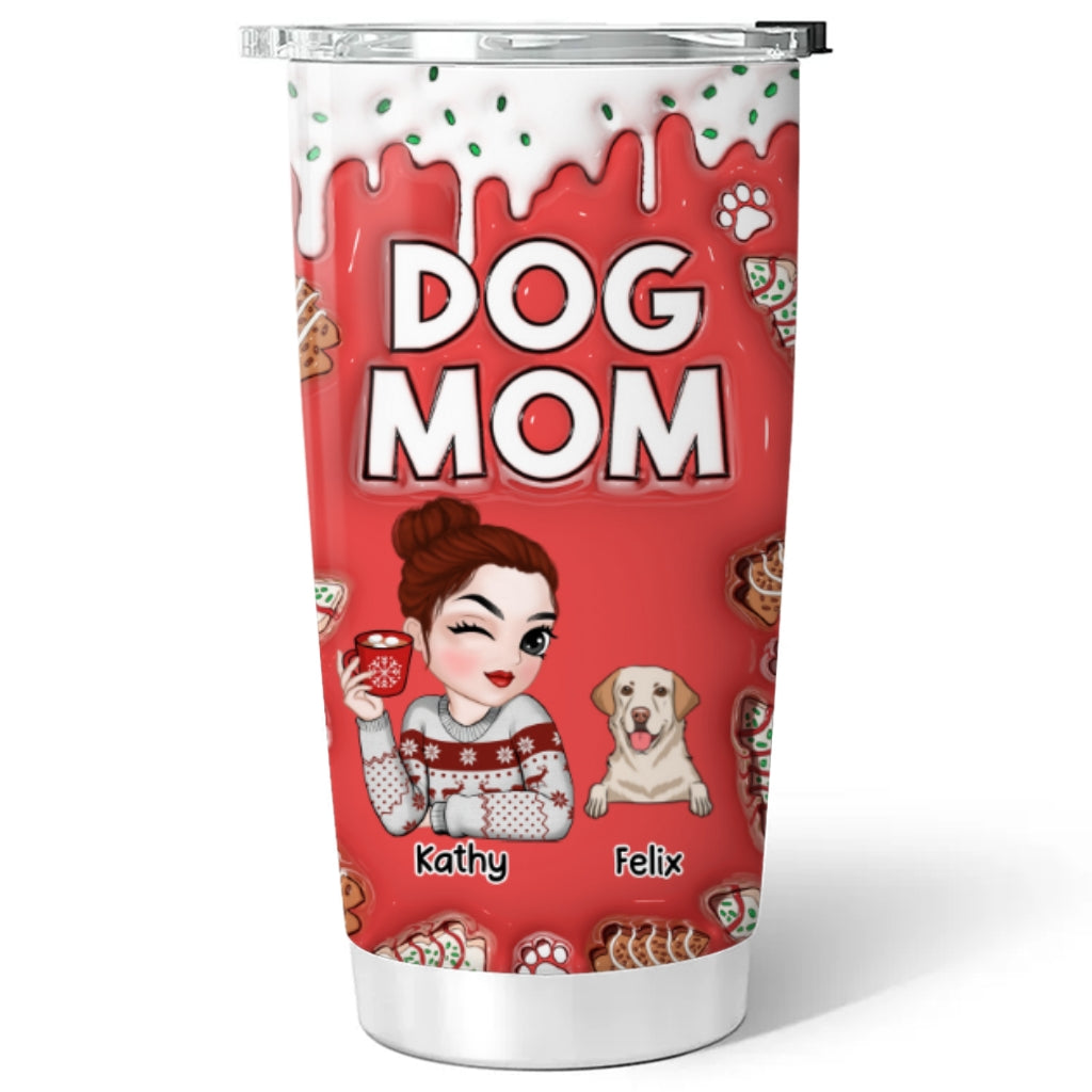 Personalized 3D Inflated Effect Christmas Tumbler for Dog Moms
