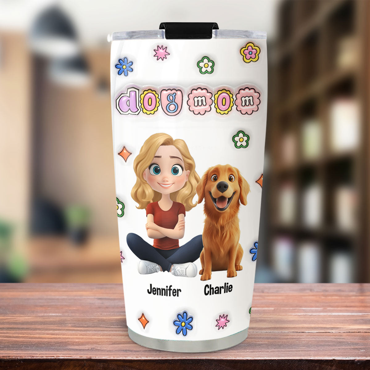 Personalized 3D Inflated Effect Tumbler for Dog Moms - Love Yourself!