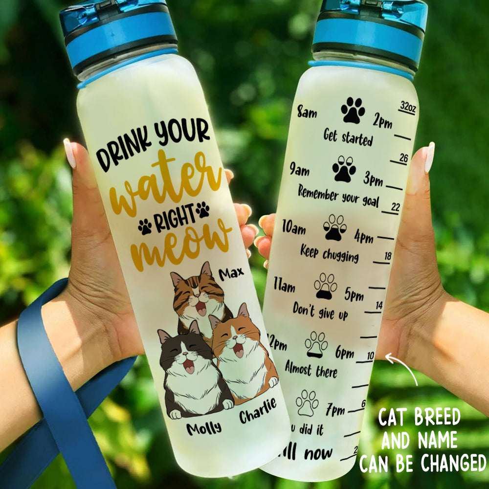 Personalized Custom Time - Marked Water Tracker Bottle for Pet Lovers