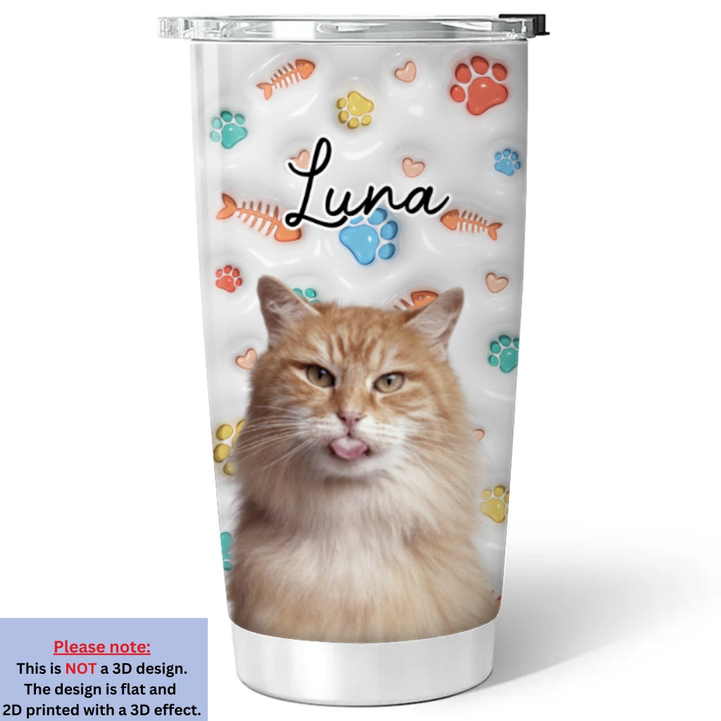 Personalized 3D Inflated Effect Cute Cat Baby Photo Tumbler - Ideal for Any Occasion