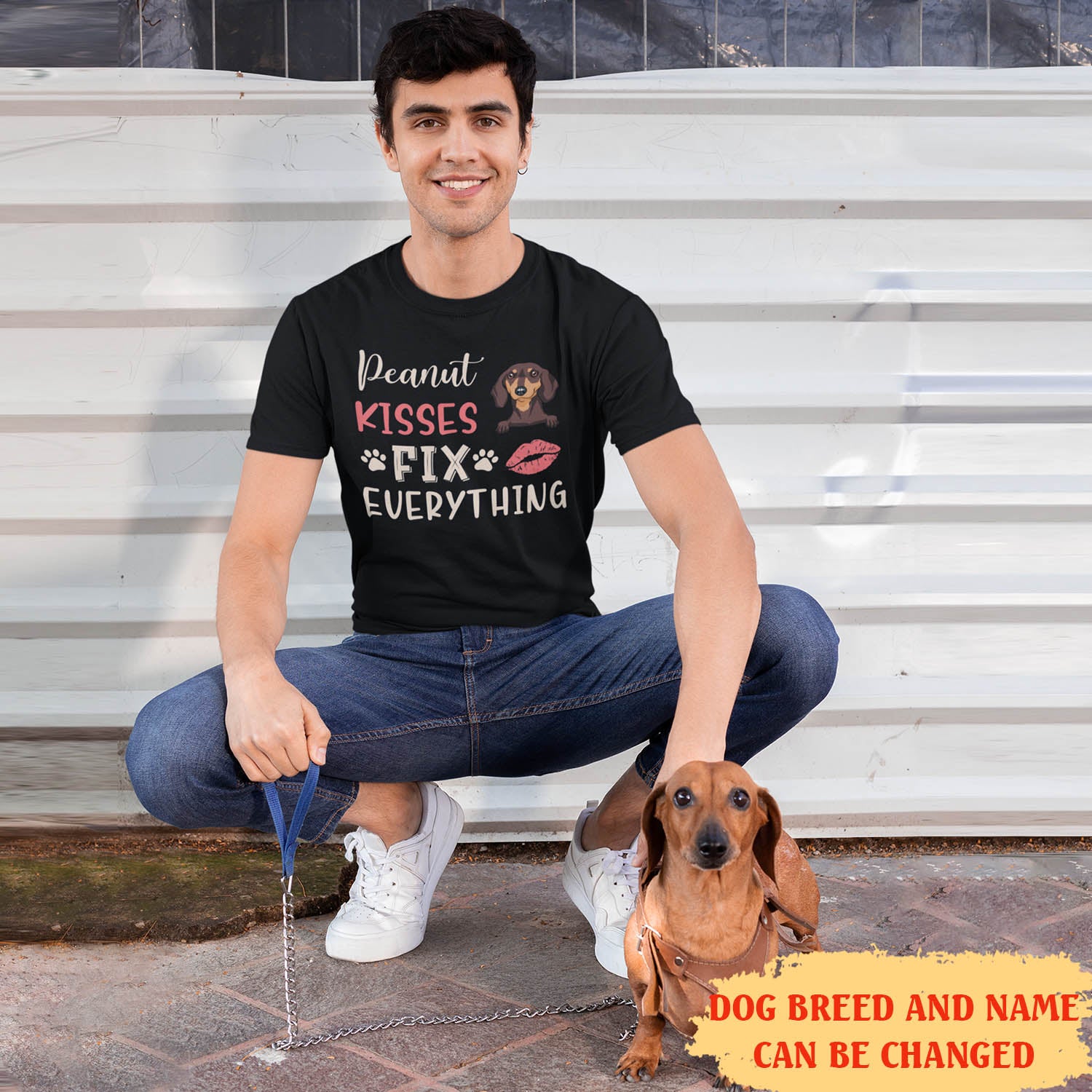 Personalized Custom Premium Dog Lover T-shirt: Dog Kisses Fix It All