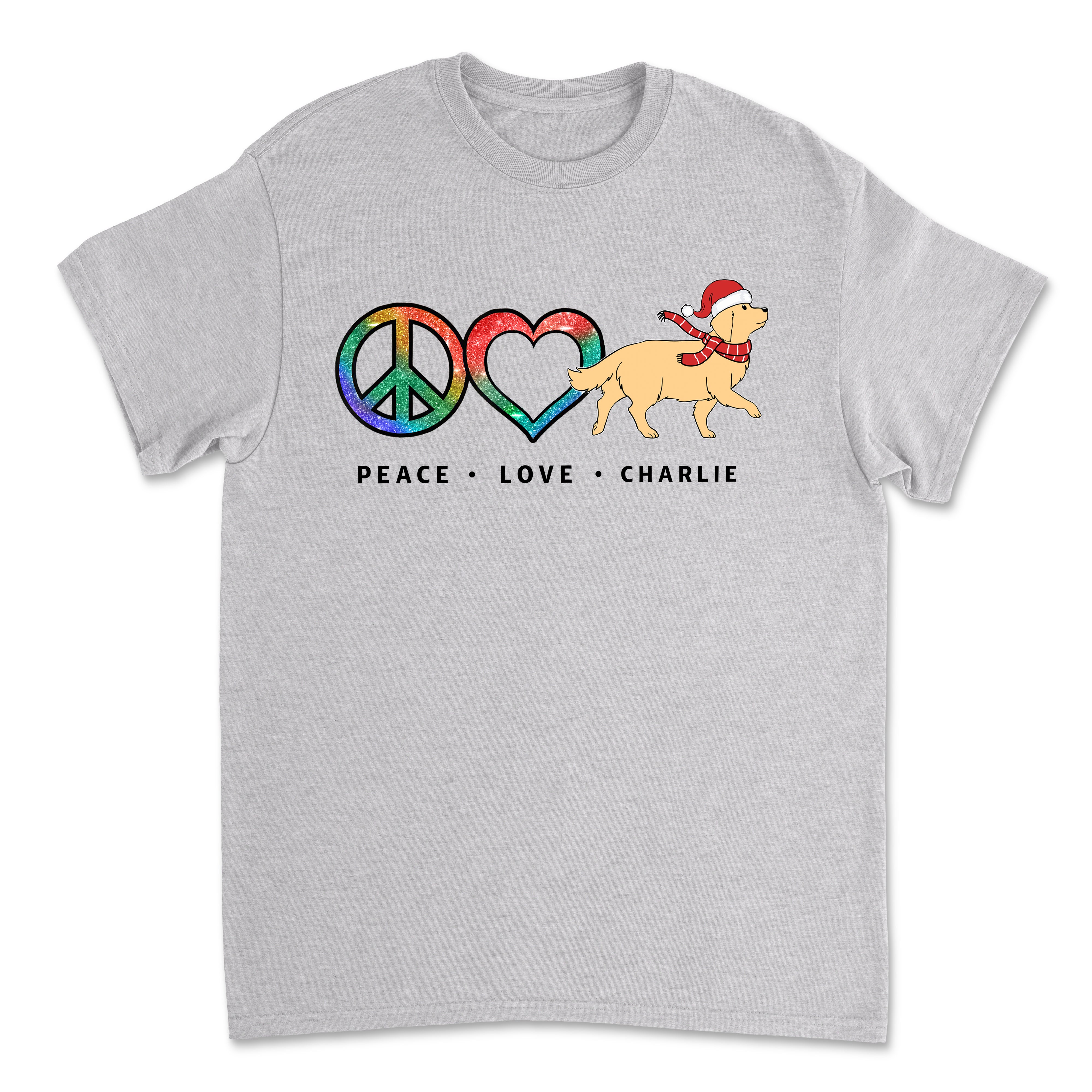 Peace Love Christmas Pattern Personalized Custom Unisex Pet Lover's T-shirt