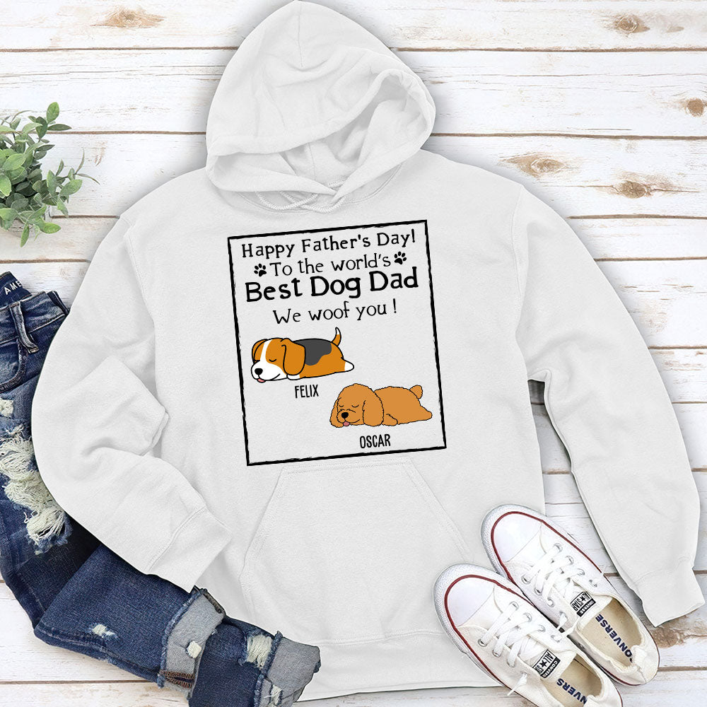 Woof Best Dog Dad Personalized Custom Hoodie - Ideal Gift for Dog Lovers