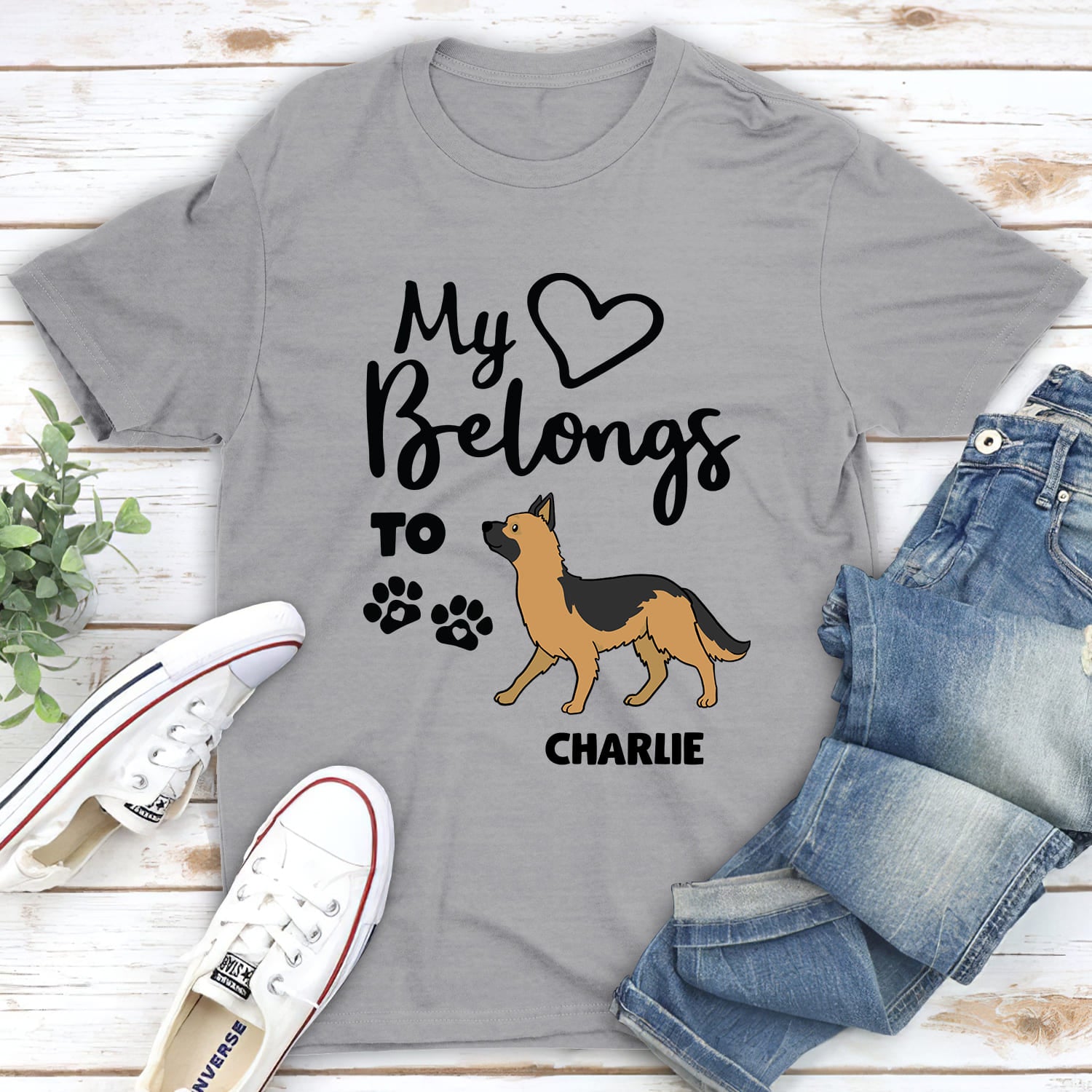 Personalized Custom Unisex 'Heart Belongs To Dog' T-shirt - Ideal Gift for Pet Lovers