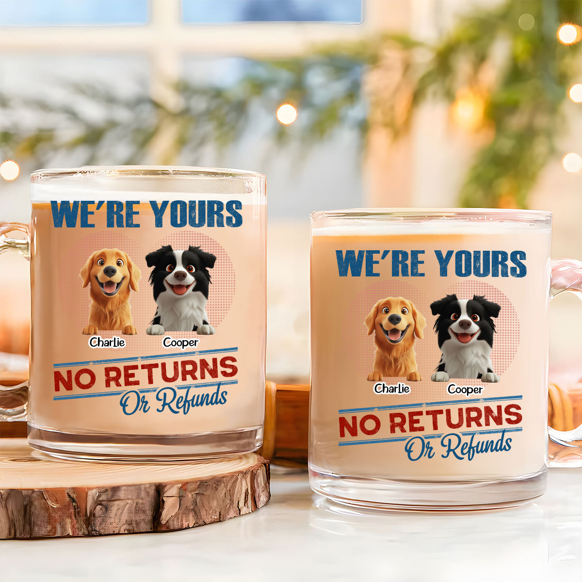 No Returns Or Refunds - Customizable Personalized Glass Mug for Memorable Moments