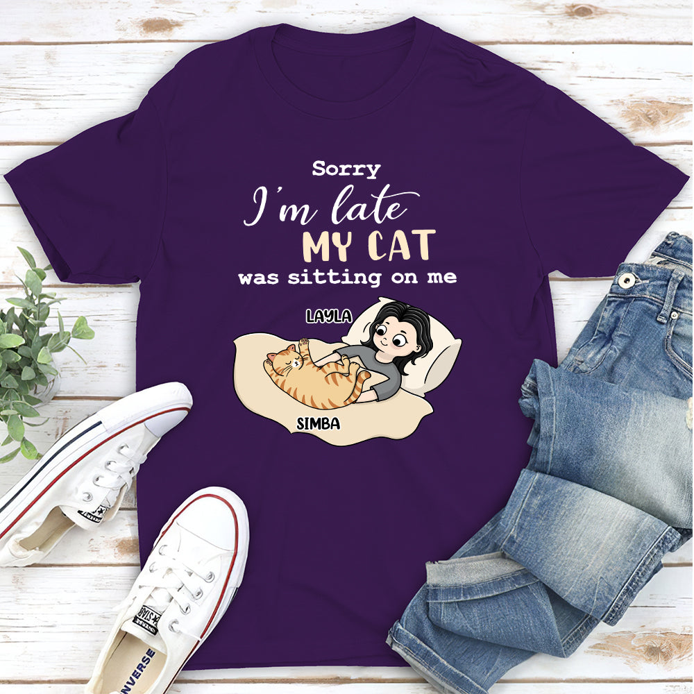 Personalized Unisex 'Cats Sitting On Me' T-shirt - Ideal Gift for Pet Lovers