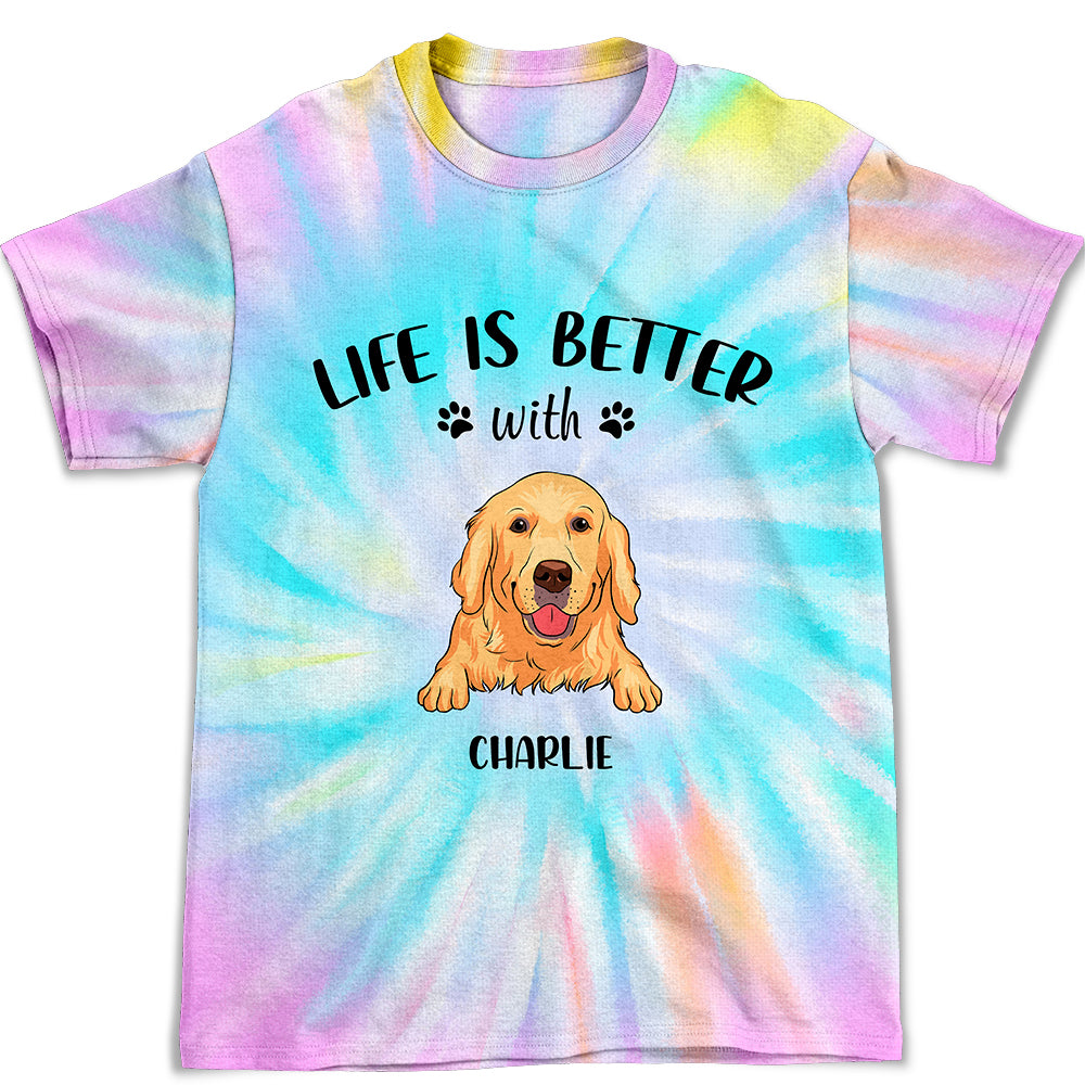 Personalized All-over-print 'Life Is Better With Dogs' T-shirt - Ideal Gift