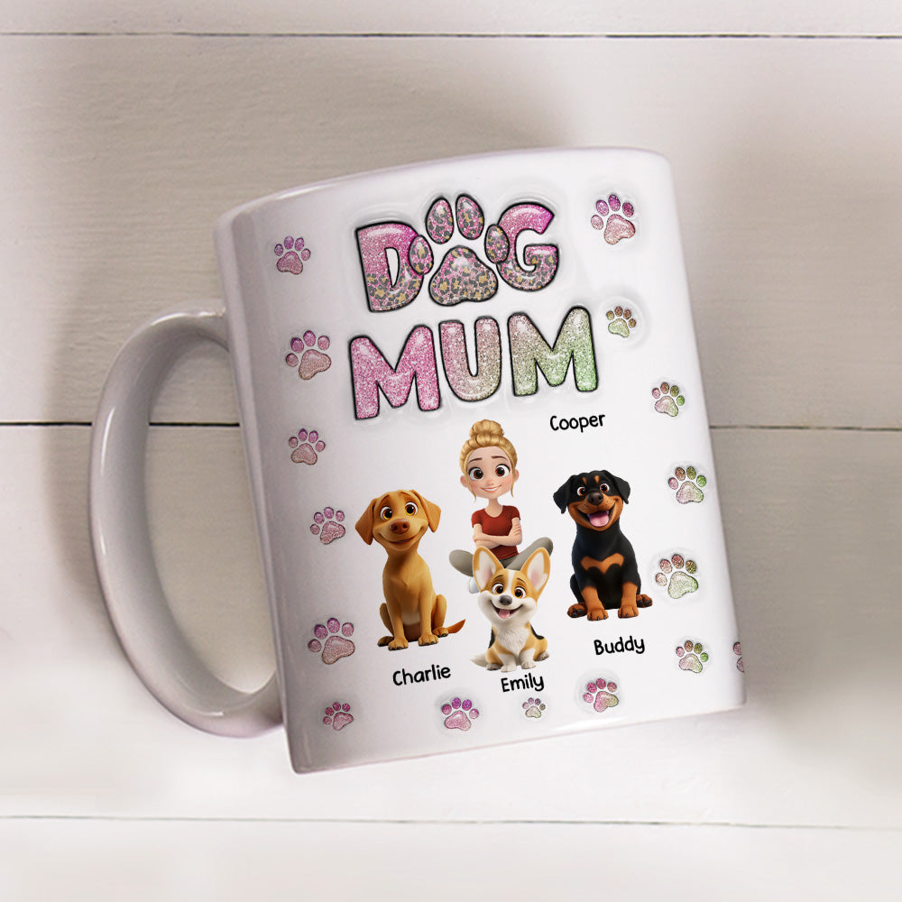 Personalized 3D Inflated Effect Chibi Dog Mom Mug