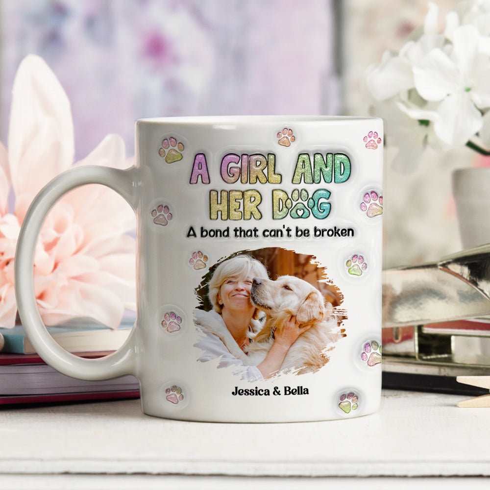 Personalized 3D Inflated Effect Mug with A Girl And Her Dog Photo