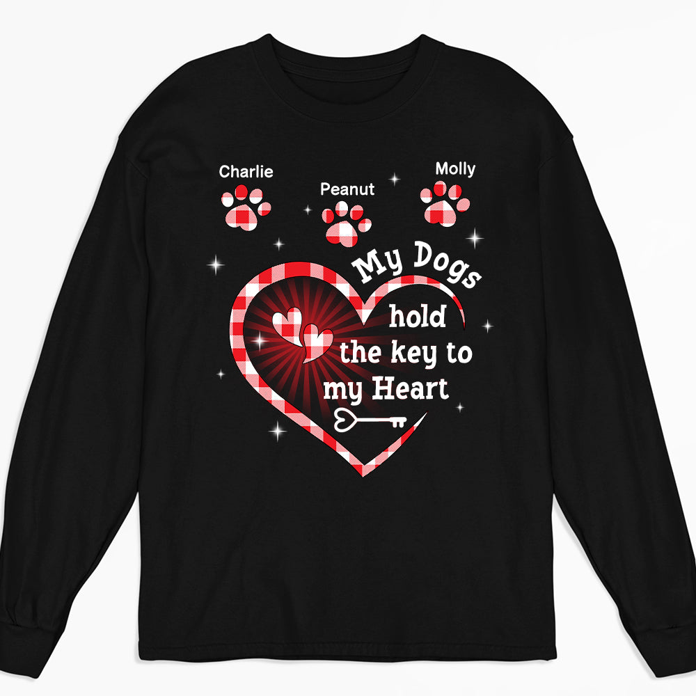 My Dog Holds The Key - Customizable Personalized Long Sleeve T - shirt for Pet Lovers