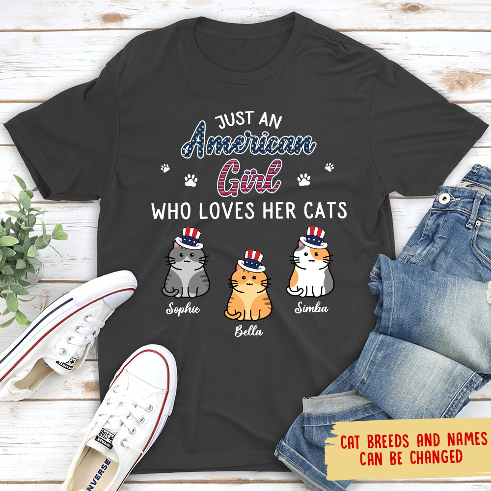 Customizable Unisex T-shirt for American Cat-Loving Girls