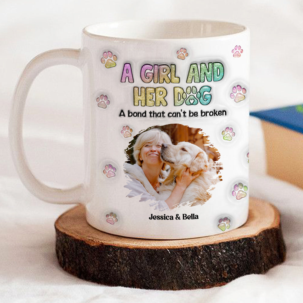 Personalized 3D Inflated Effect Mug with A Girl And Her Dog Photo