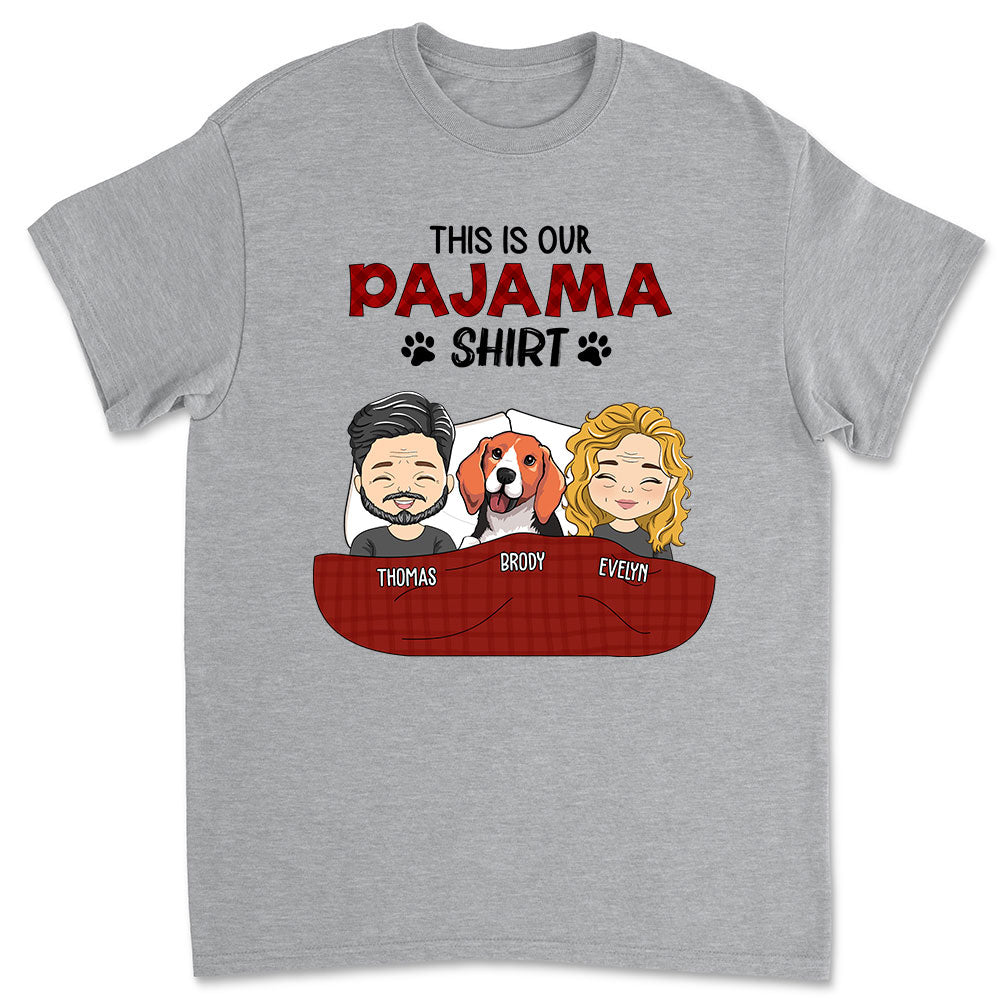Personalized Custom Unisex Couple Pajama T - Shirt: Ideal for Pet Lovers