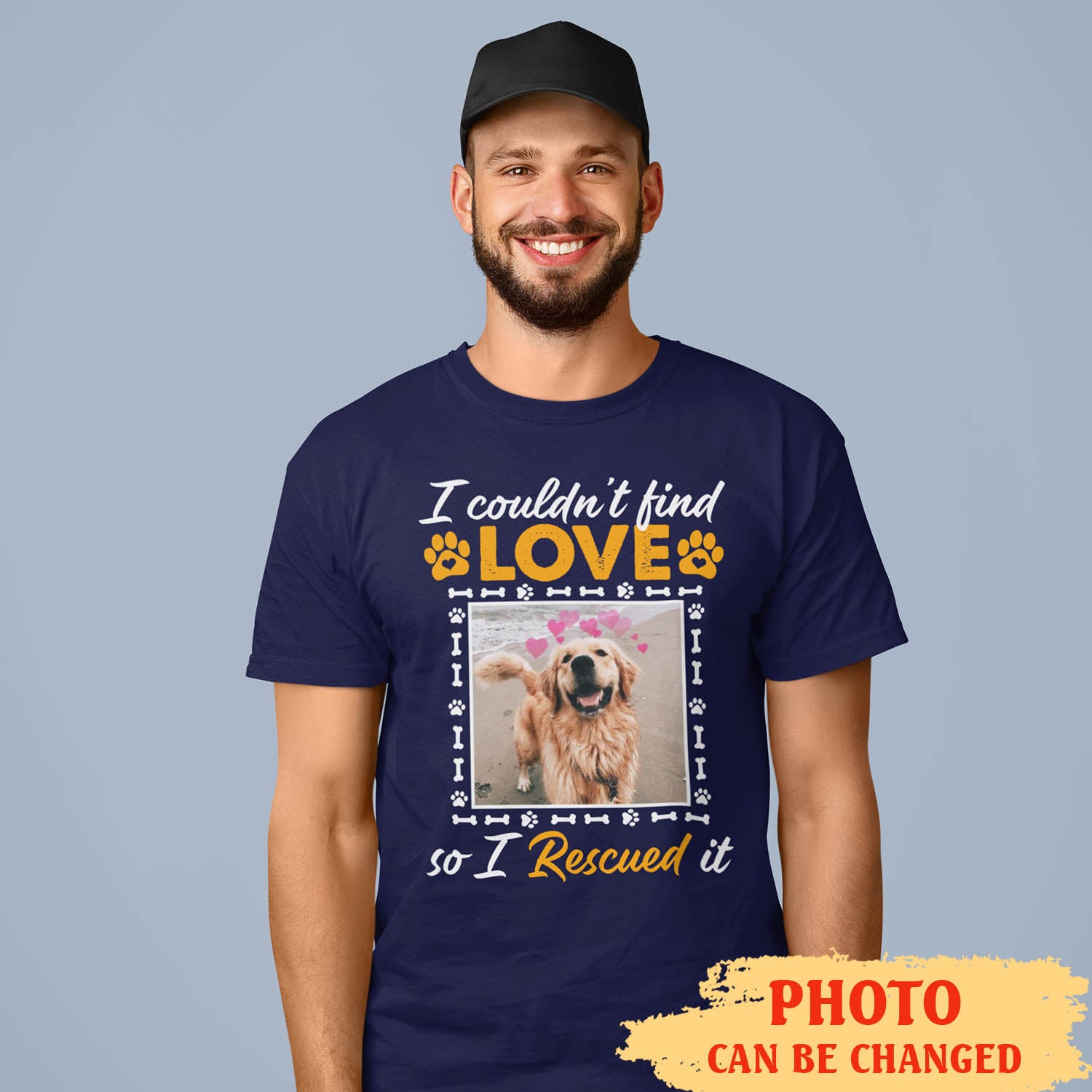 Rescue Love - Customizable Personalized Photo Unisex Pet Lover T-shirt