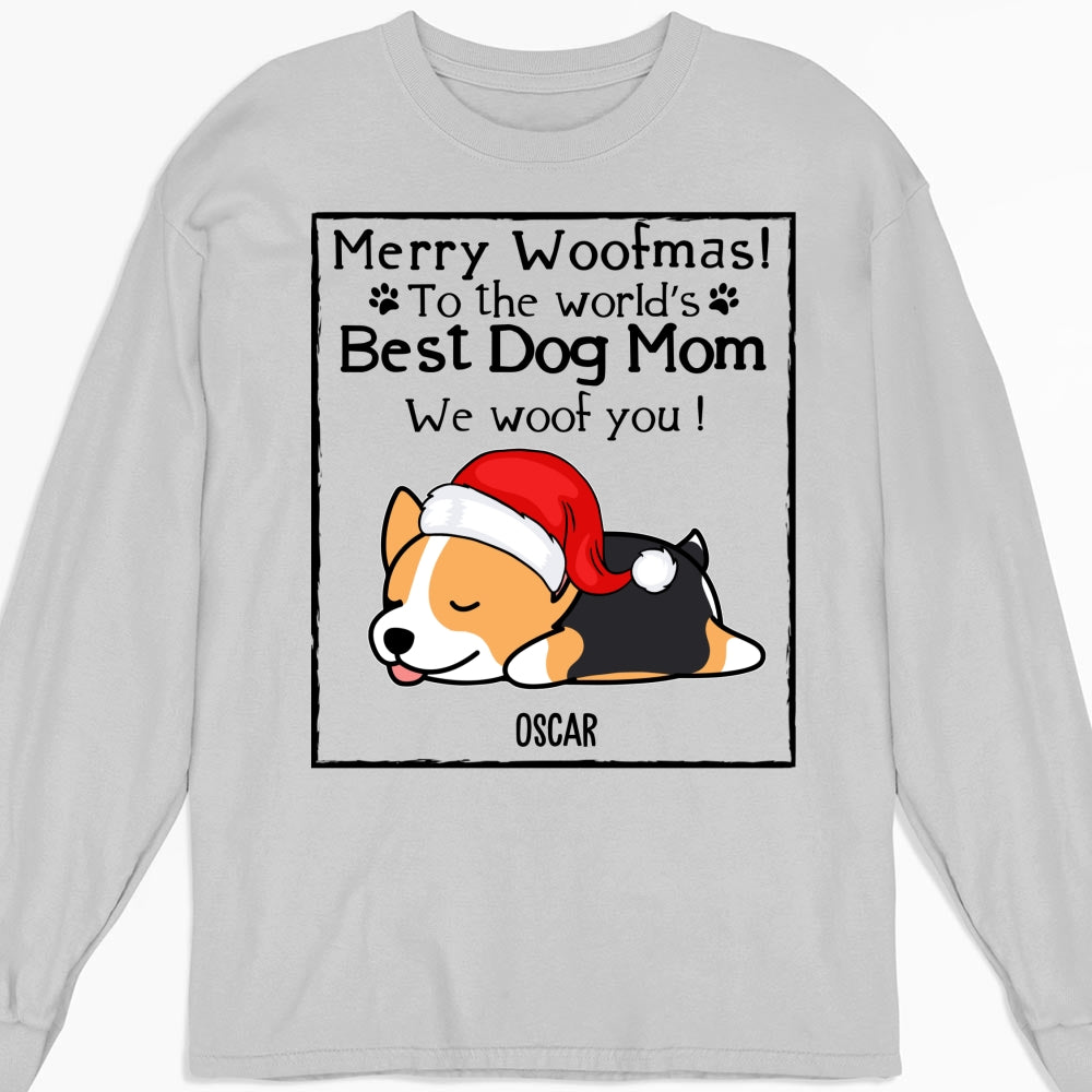 Personalized Custom Woof Dog Christmas Long Sleeve for Dog Dads and Moms