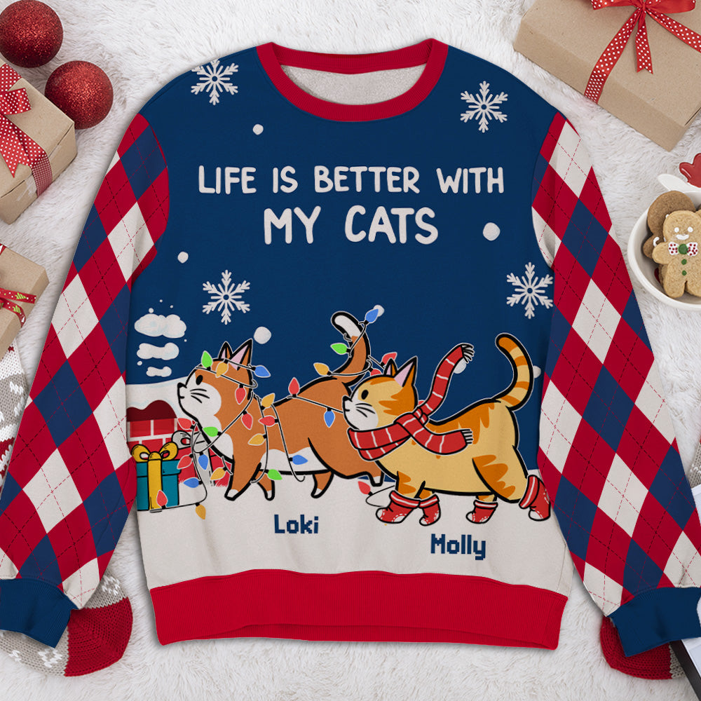 Personalized Custom All-Over-Print Cat on Roof Sweatshirt - Ideal Gift for Pet Lovers