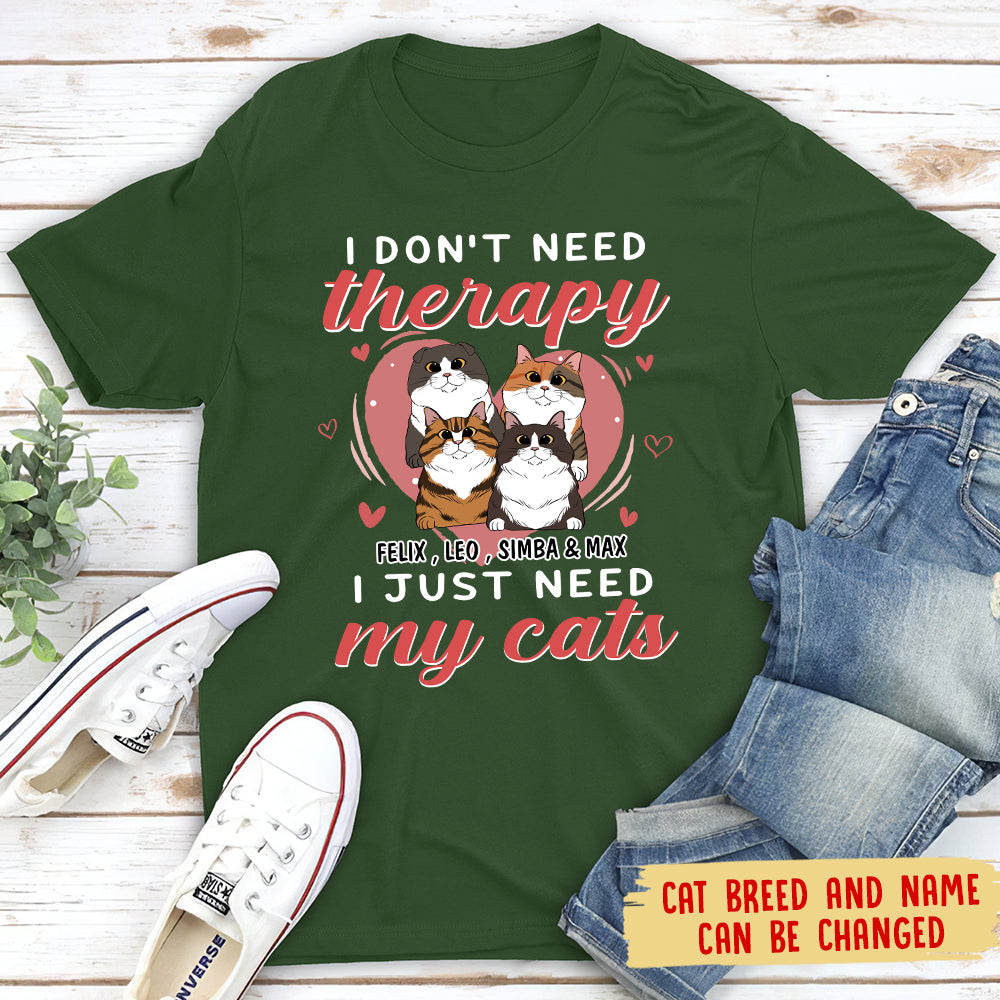 Therapy And Cats Personalized Unisex Custom T - shirt: Ideal Gift for Pet Lovers