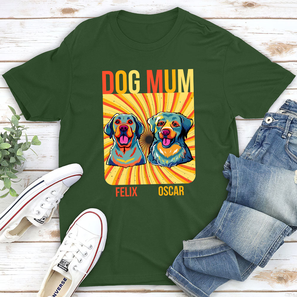 Customizable Pop Art Dog Mom Dad Unisex T - shirt: Ideal Gift for Pet Lovers