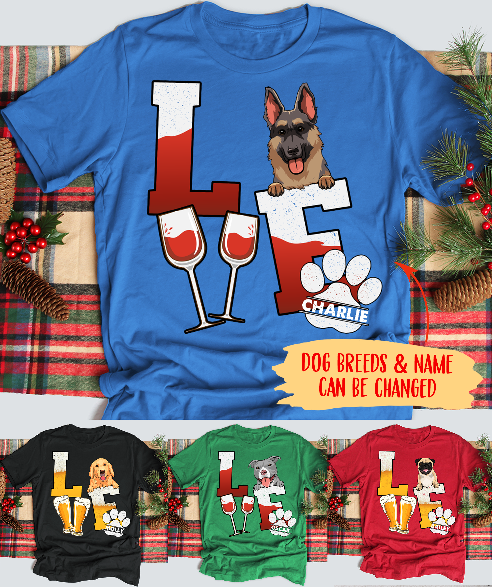 Personalized Beer/Wine Loving Dog Custom Standard T-shirt - Ideal Gift for Pet Enthusiasts