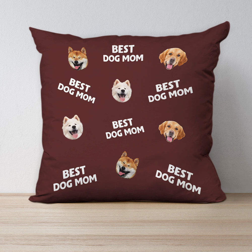 Personalized Custom Throw Pillow with Best Mom Dad Pet Face - Ideal for Dog Lovers