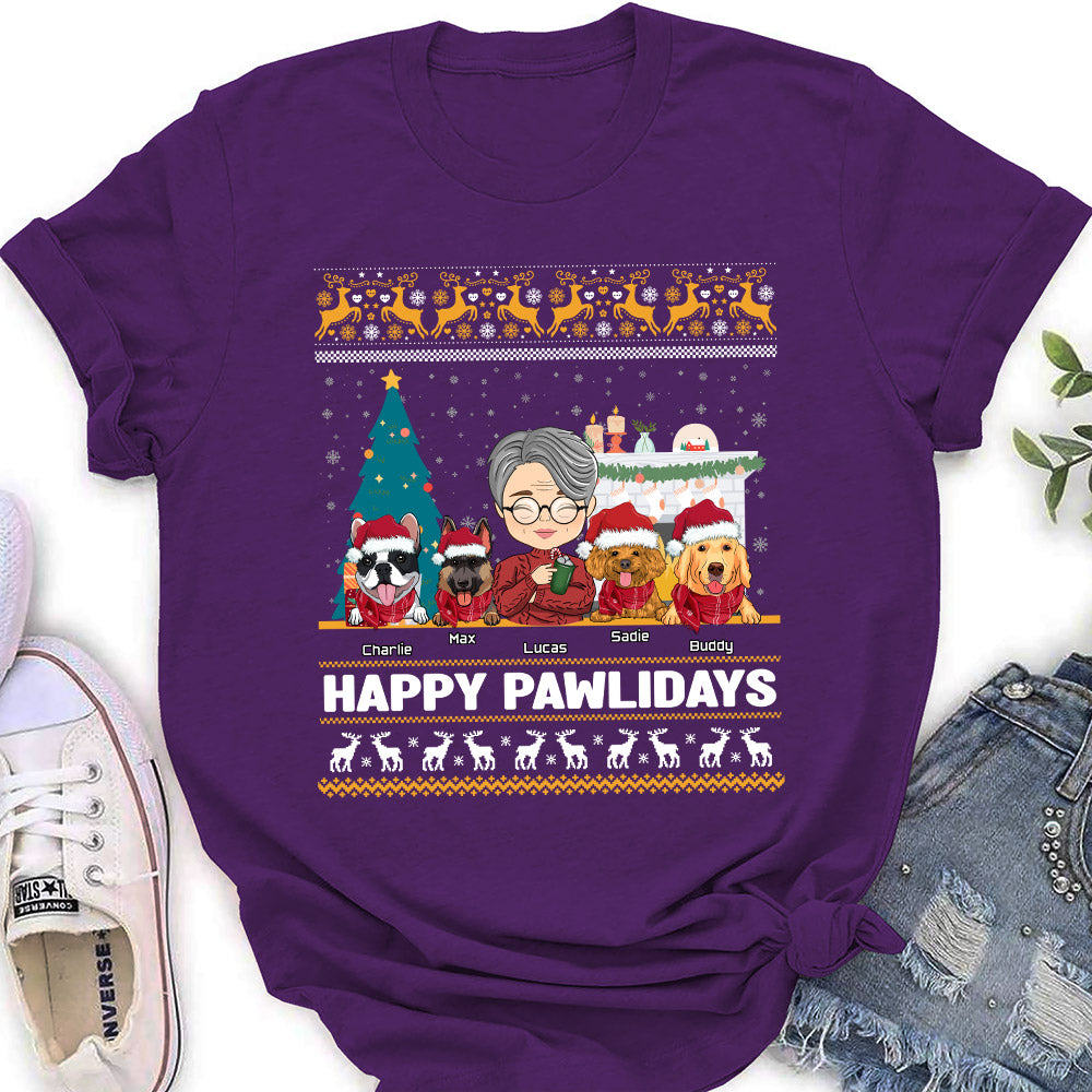 Happy Pawlidays - Customizable Personalized Women's Pet Lover T-shirt