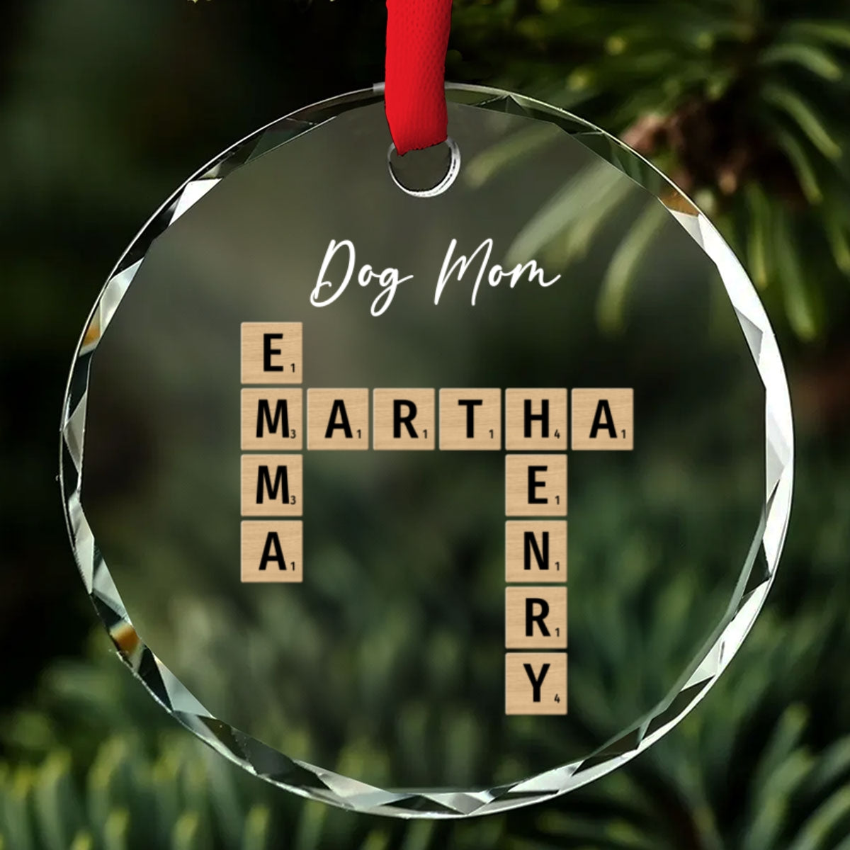 Personalized Dog Mom Custom Glass Ornament for Special Occasions