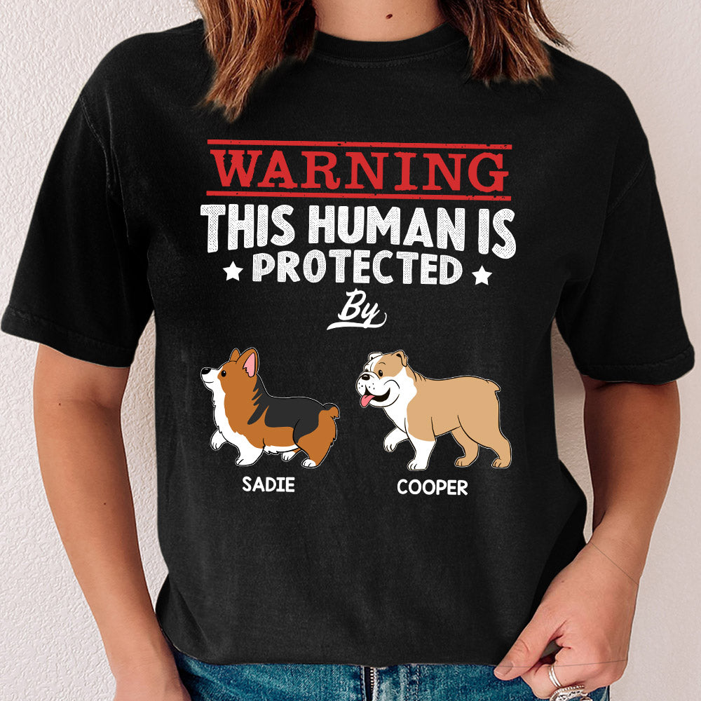 Personalized Custom Women's 'Human Protected By' T-shirt - Ideal Gift for Pet Lovers