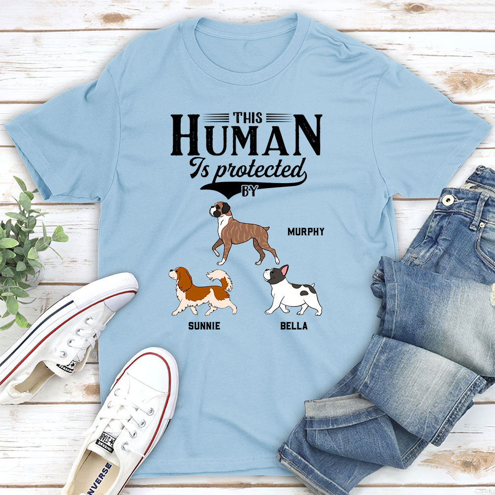 Dad Protected By Dog - Personalized Custom Unisex Pet Lover T-shirt