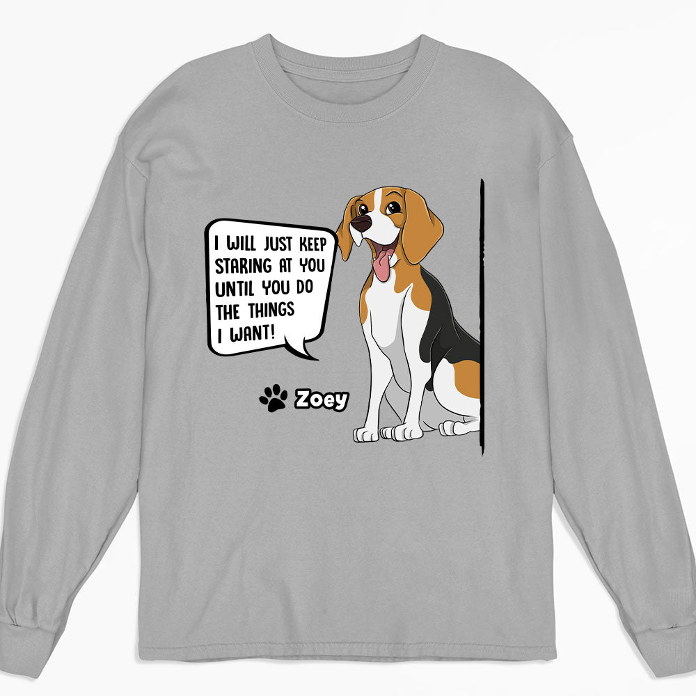 Personalized Custom Long Sleeve T-shirt - For Dog Lovers Who Can't Stop Staring