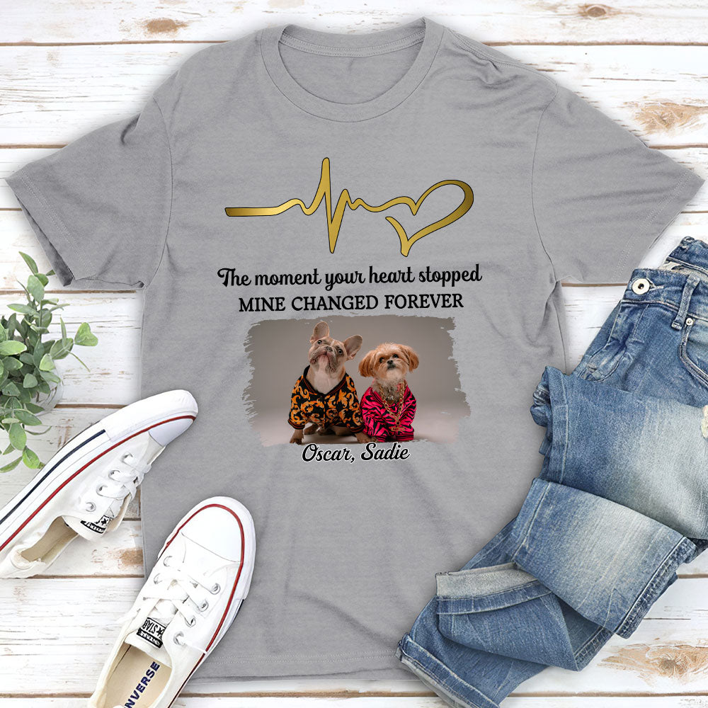 Personalized Custom Unisex Memorial T-shirt - Cherish the Moment Your Heart Stopped with Your Pet