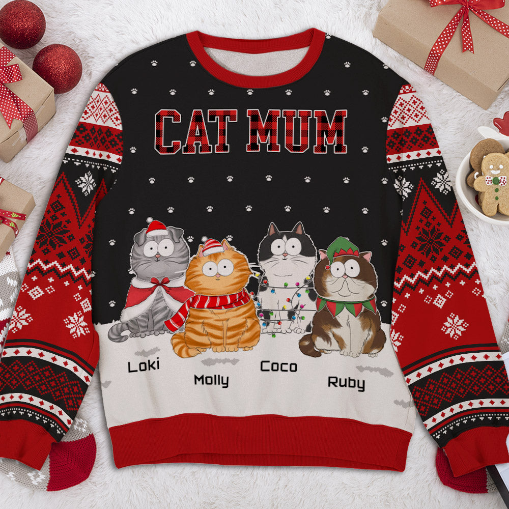 Personalized Cat Mom Pattern All-Over-Print Sweatshirt - Ideal Gift for Pet Lovers