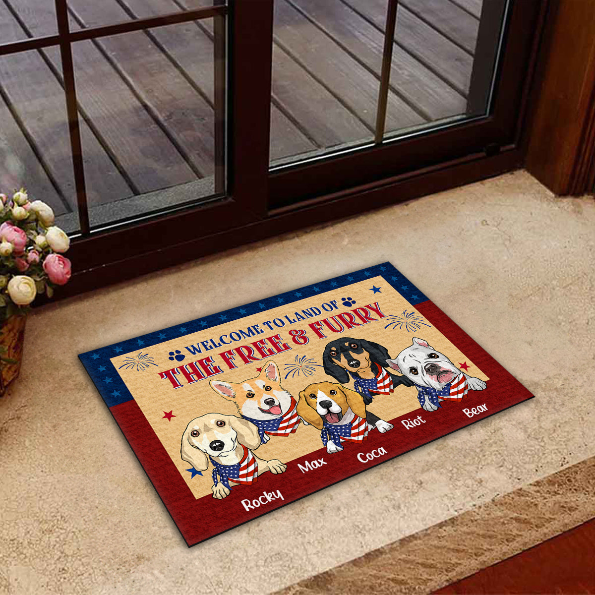Personalized Custom Doormat: Land of the Free & Furry for Pet Lovers
