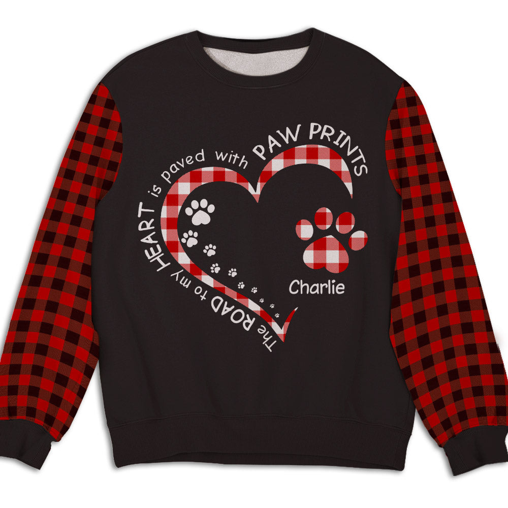 Personalized Paw Prints Heart All-Over Print Sweatshirt - Ideal Gift for Pet Lovers