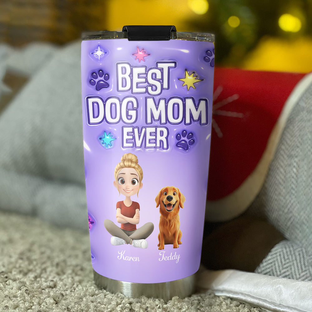 Personalized 3D Inflated Effect Tumbler for Dog Moms - Keep Drinks Hot or Cold