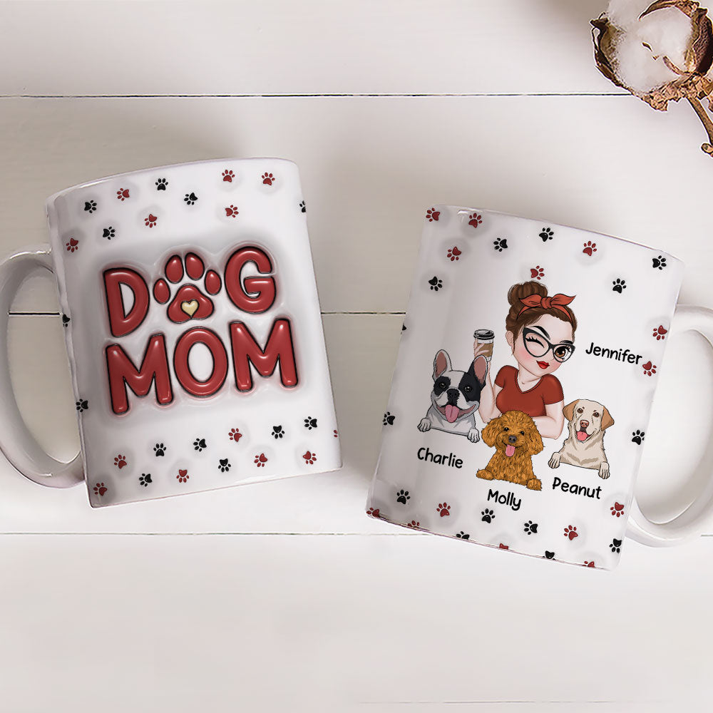 Personalized 3D Inflated Effect Lovely Dog Mom Mug