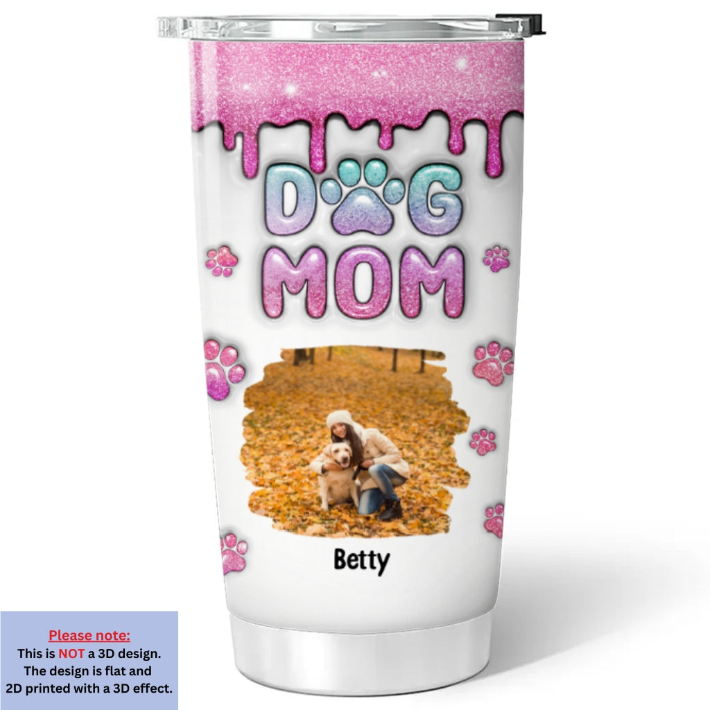 Personalized 3D Inflated Effect Glitter Photo Tumbler for Dog Moms