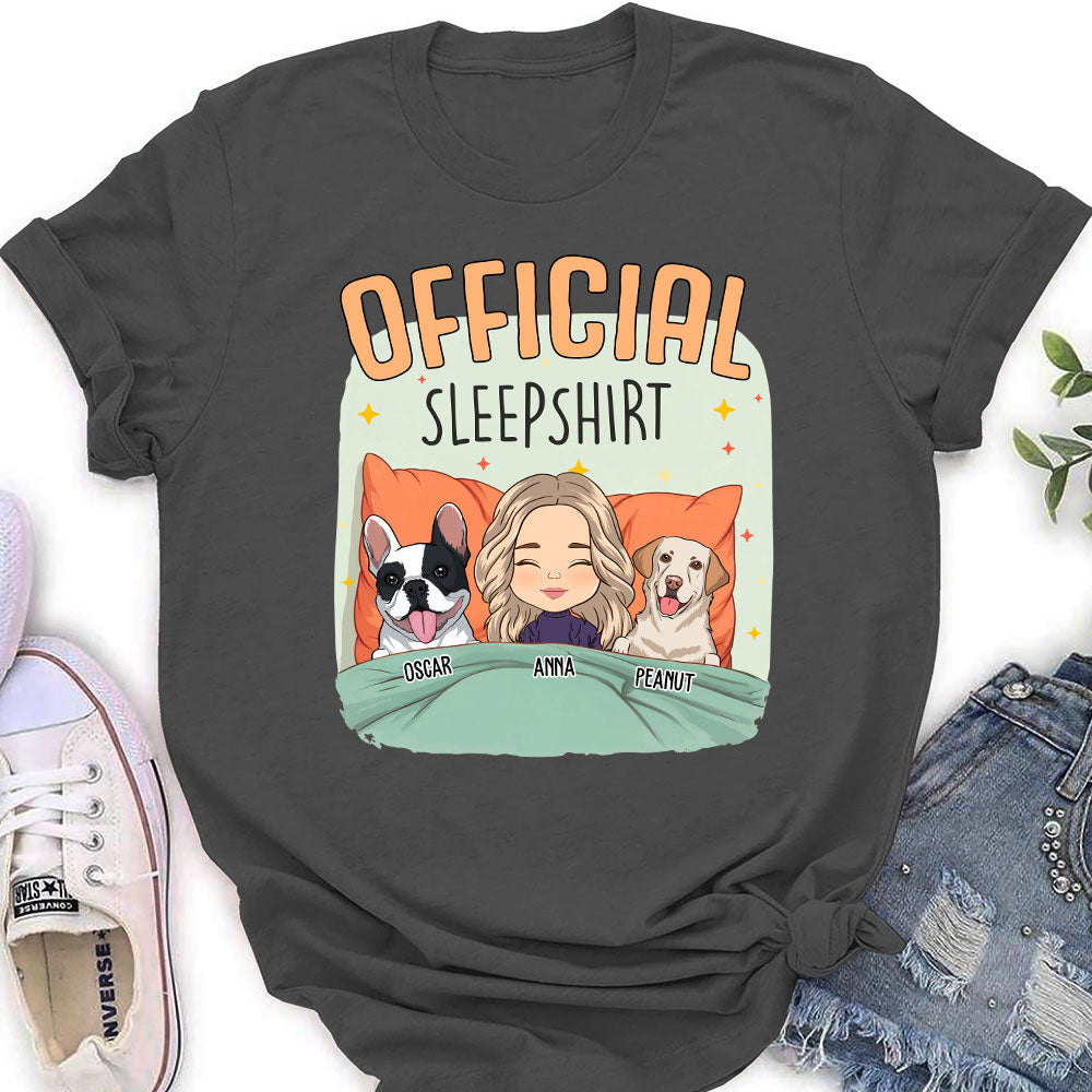 Personalized Custom Women's Sleep With My Dog T-shirt - Ideal Gift for Pet Lovers