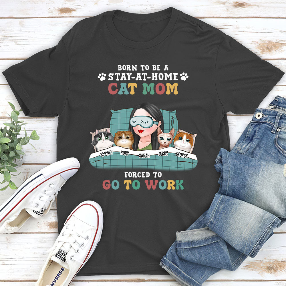 Personalized Premium 'Stay-at-home Cat Mom' T-shirt - Ideal Gift for Pet Lovers