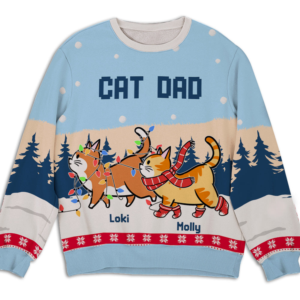 Meowy Christmas Personalized All-Over Print Cat Sweatshirt - Ideal Gift for Pet Lovers