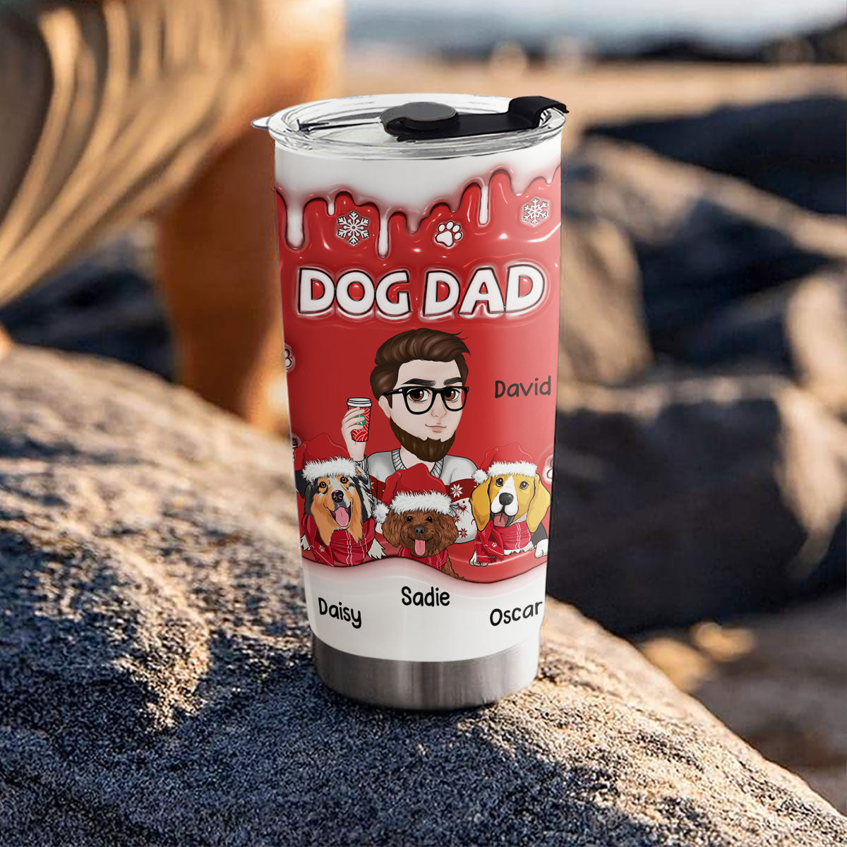 Personalized 3D Inflated Effect Christmas Tumbler for Dog Moms