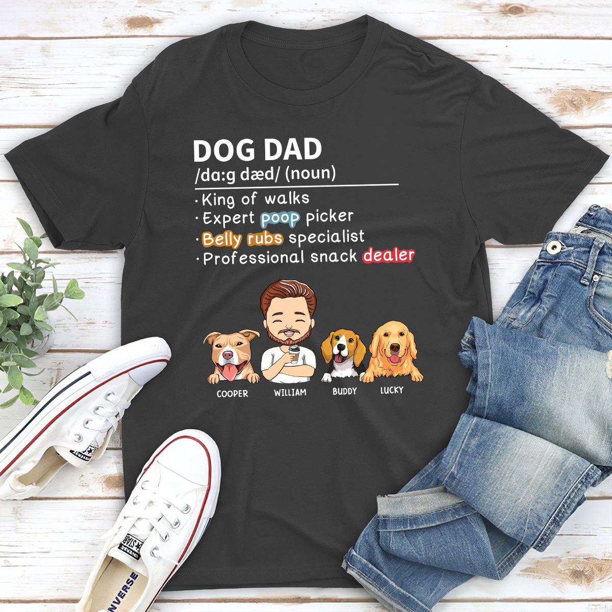 Personalized Custom Unisex Dog Dad and Mom Definition T-Shirt - Ideal Gift for Pet Lovers