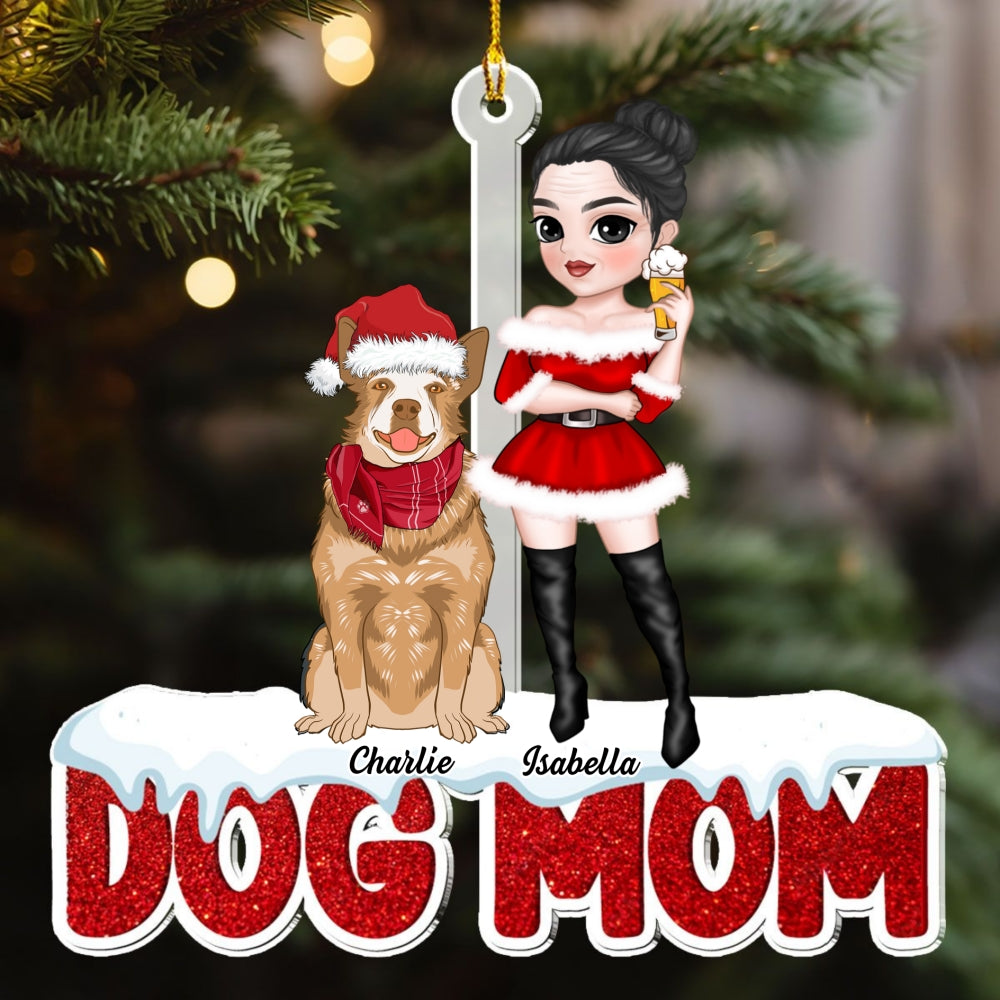 Customizable Dog Mom Christmas Acrylic Ornament - Personalized Keepsake