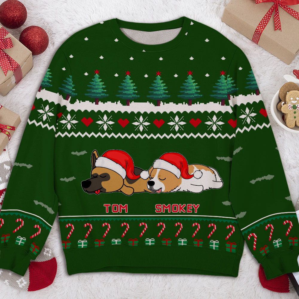 Personalized Christmas Pine Tree All-Over-Print Sweatshirt - Ideal Gift for Pet Lovers