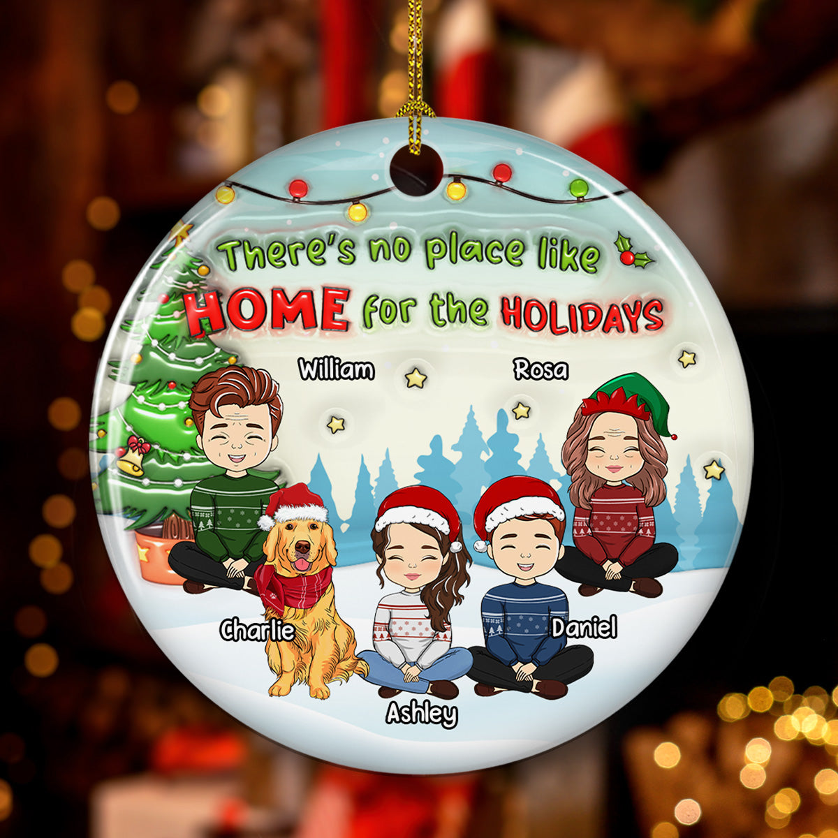 Personalized 3D Inflated Effect Ceramic Christmas Ornament - No Place Like Home