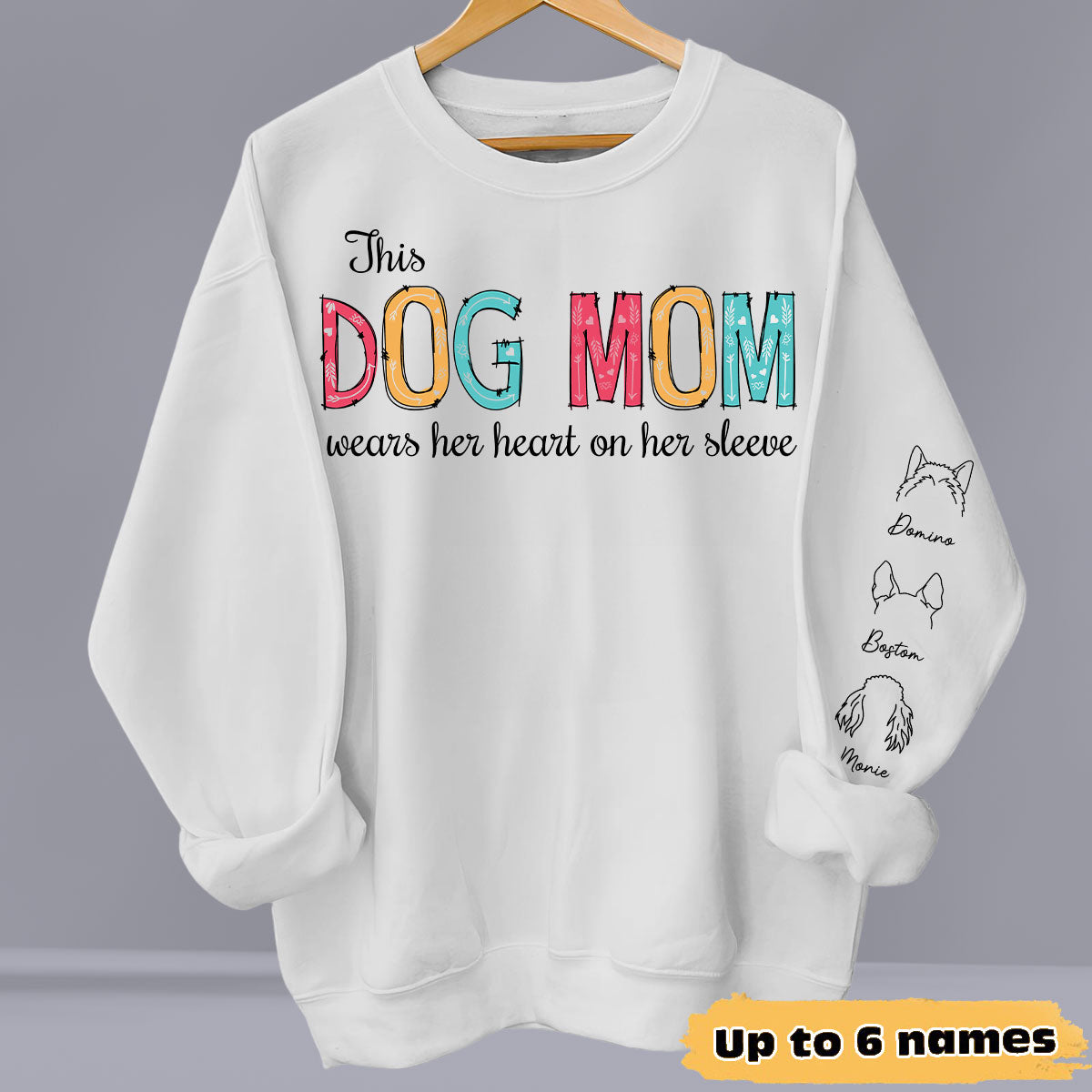 Personalized Dog Mom and Dad Hearts-on-Sleeve Custom Sweatshirt