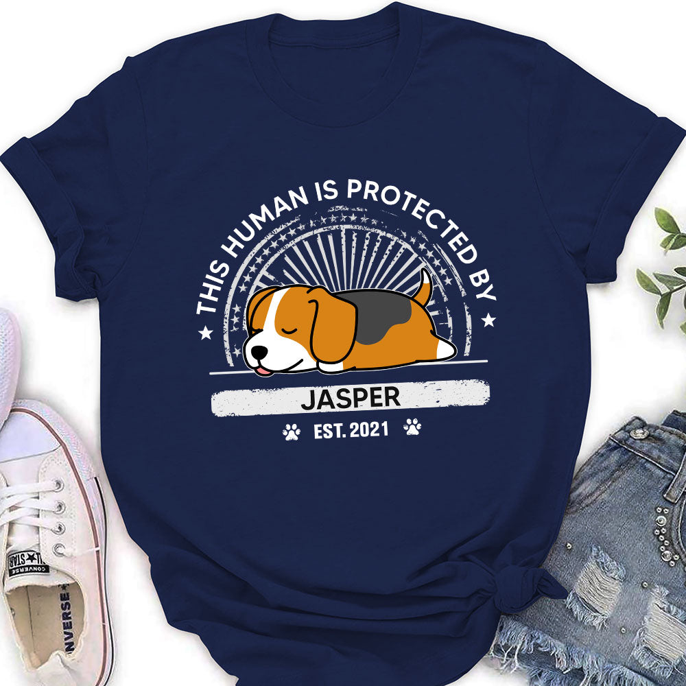 Customized Women's 'Protected By My Dog' Personalized T-shirt