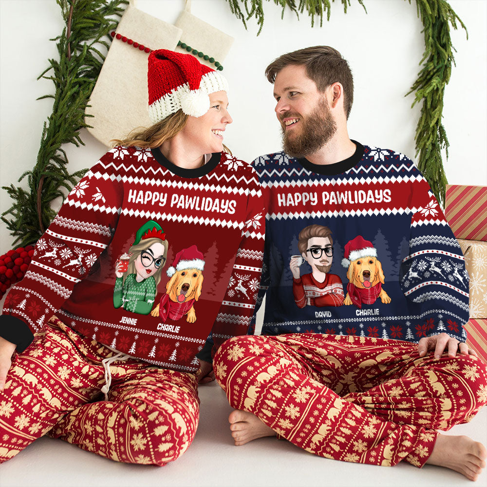 Personalized Custom All-Over-Print Christmas Sweatshirt for Dog Moms and Dads